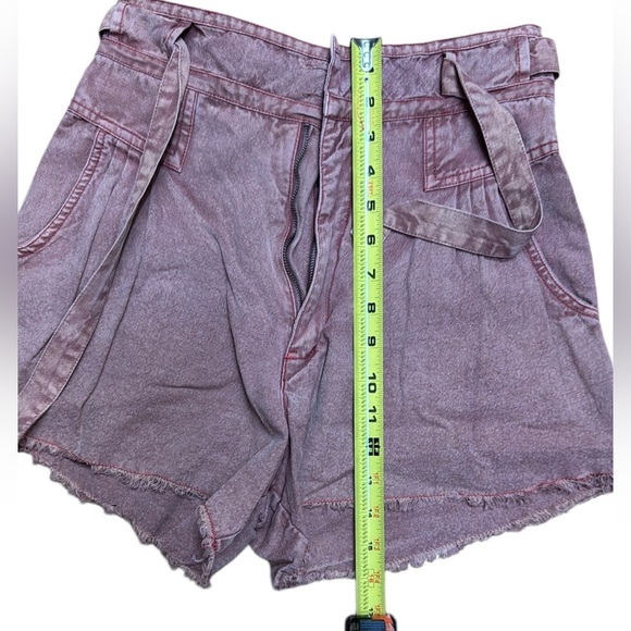 FP One . High Waist Brown and Red Shorts with Paper Bag Waist - Picture 5 of 5